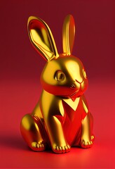 Year of the Rabbit - 2023 is the year of the rabbit in the Chinese calendar. This golden rabbit with red background commemorates the 2023 Chinese New Year holiday celebration with traditional colors