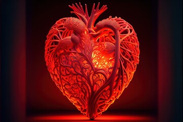 Intricate and Ornate 3D Rose Sculpture -- abstract heart concept design made with contemporary aesthetic by generative AI for February's Valentine's Day holiday to celebrate love and romance