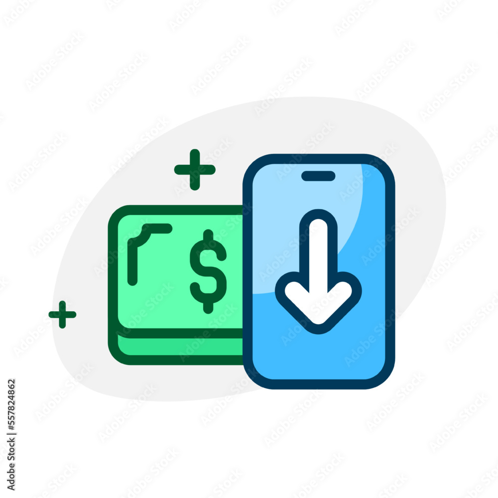 Poster money top up button on mobile app concept illustration flat design vector eps10. graphic element for
