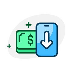 Money Top up Button on mobile app concept illustration flat design vector eps10. graphic element for icon, infographic, empty state app or web ui
