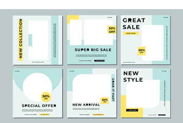 Set of Editable minimal square banner template. Suitable for social media post and web internet ads. Vector illustration with photo college