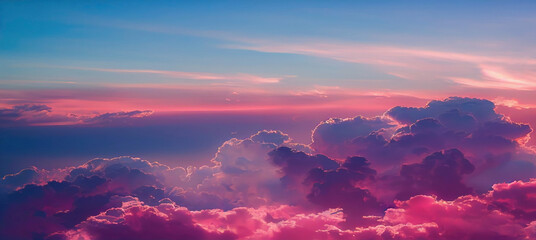 Beautiful pastel pink and purple skies and clouds at night as the sun sets. - obrazy, fototapety, plakaty