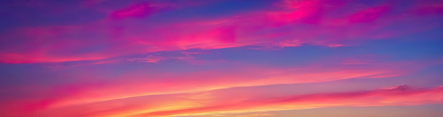 Beautiful sunset sky with pastel pink and purple colors, sunset whit clouds.