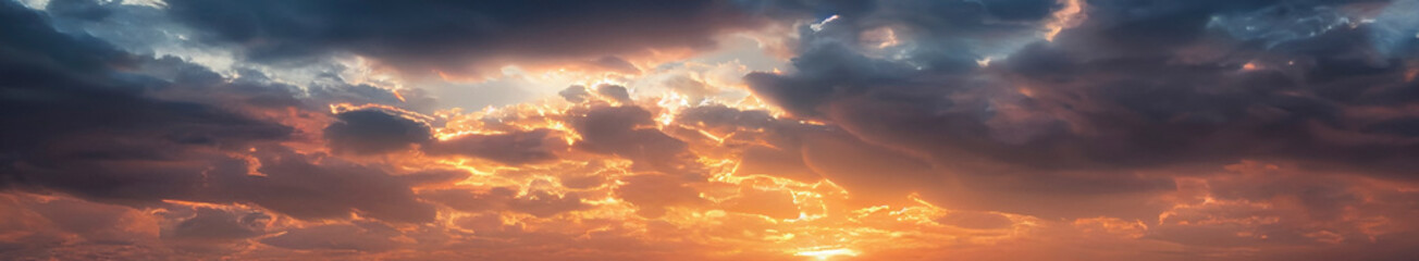 beautiful orange sunset on the shore of the beach
