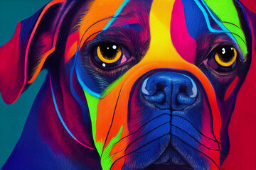 Art painting oil colorful dog face