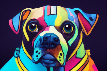 Art painting oil colorful dog face