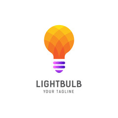 Naklejka premium Colorful 3D light bulb logo, light bulb icon, modern logo of light bulb technology creative idea