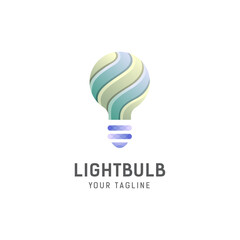 Colorful 3D light bulb logo, light bulb icon, modern logo of light bulb technology creative idea