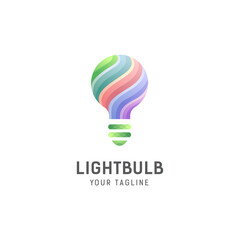 Colorful 3D light bulb logo, light bulb icon, modern logo of light bulb technology creative idea