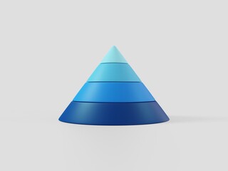 Diagram in the form of a cone. Infographics for presenting data in an annual report or other areas of business and science. 3d rendering.