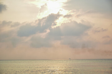 Beautiful Tropical sunset landscape in Maldives island Baa , with infinity Indian ocean sea water...