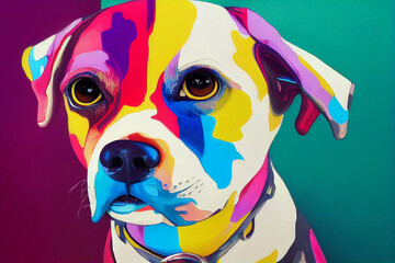 Art painting oil colorful dog face