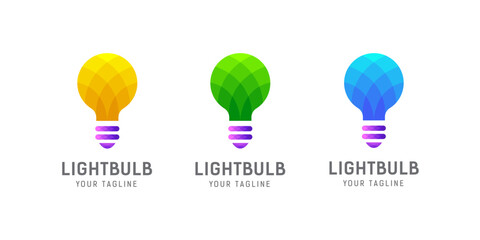 Naklejka premium Colorful 3D light bulb logo, light bulb icon, modern logo of light bulb technology creative idea