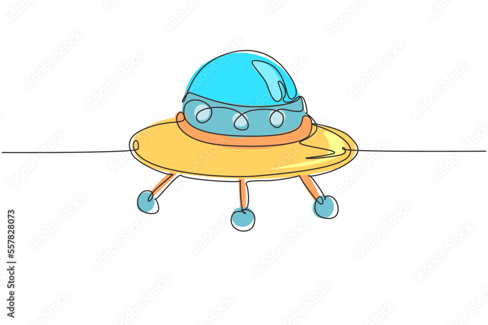 Aufkleber single continuous line drawing ufo plane toys icon. ufo design concept from astronomy collection. cu