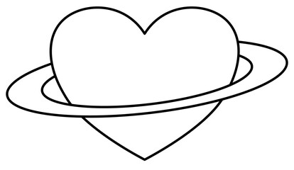 Cute valentine heart doodle line art