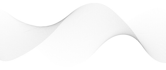 Wave line background with smooth shape. Beautiful wavy line on a white background. Horizontal banner template. Abstract futuristic template. Chrome technological wallpaper.