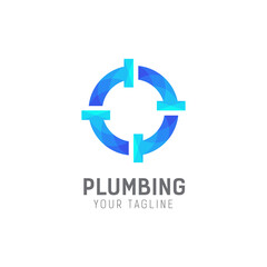 Plumbing service logo template, Water service logo, Plumbing Service logo in blue, Plumbing symbol