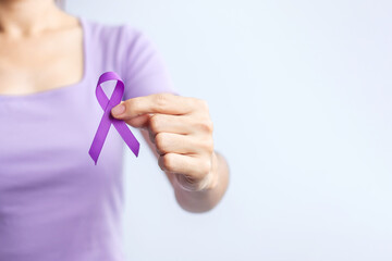 purple ribbon for cancer day, lupus, Pancreatic, Esophageal, Testicular cancer, world Alzheimer,...