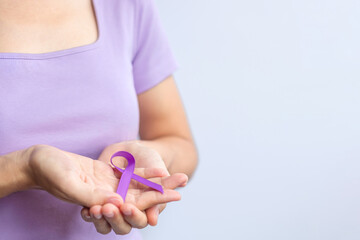 purple ribbon for cancer day, lupus, Pancreatic, Esophageal, Testicular cancer, world Alzheimer,...