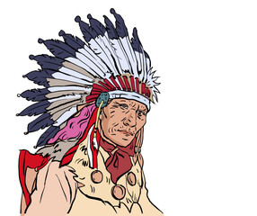 portrait of Apache man vector for card decoration illustration