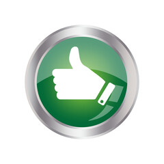 green like button. Social media like icon concept. Vector illustration. Stock image.