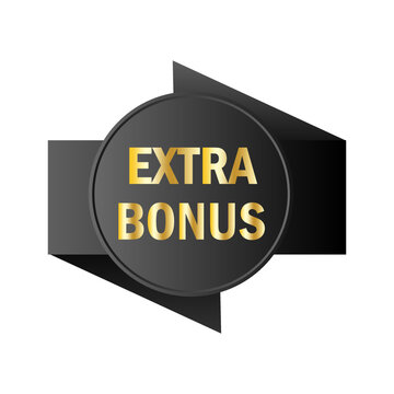 Gold extra bonus black banner. Discount promotion. Special offer symbol. Vector illustration. Stock image.