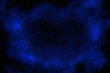 Fototapeta na wymiar Heart shape galaxy space background. Dark blue night sky with stars. Glowing stars in space. Valentine, New Year, Christmas and all celebration background concept. 