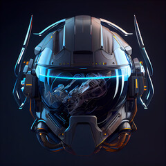 Colourful Sci-Fi helmet HUD - Virtual reality - Generative AI Illustration