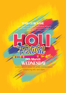 Happy Holi festival of colors, background with colorful blue, red powder , banner, poster, creative, flyer