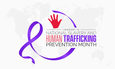 Vector banner template design concept of National Slavery and Human Trafficking Prevention Month observed on every January