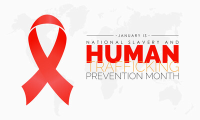 Vector banner template design concept of National Slavery and Human Trafficking Prevention Month observed on every January