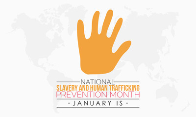 Vector banner template design concept of National Slavery and Human Trafficking Prevention Month observed on every January