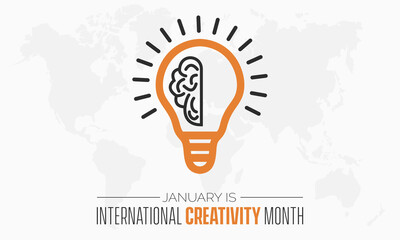 Vector banner template design concept of International Creativity Month observed on every January