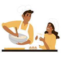 Chef and girl cooking