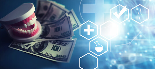 Dentist services concept. Take care of your mouth. Expensive dental center.