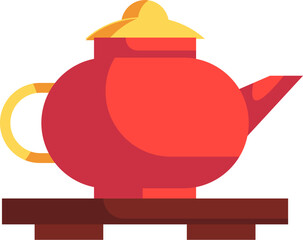 Obraz premium Red Teapot Chinese Vector