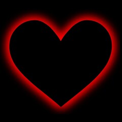 red neon heart shap on black background