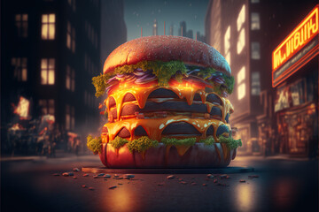 Tasty burger publicity, generate ai - obrazy, fototapety, plakaty