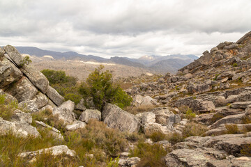 Stony landscape near Tulbagh in the Western Cape of South Africa, taken during a hike in the mountains