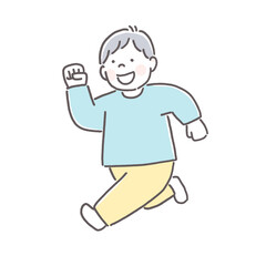 笑顔で走る男の子