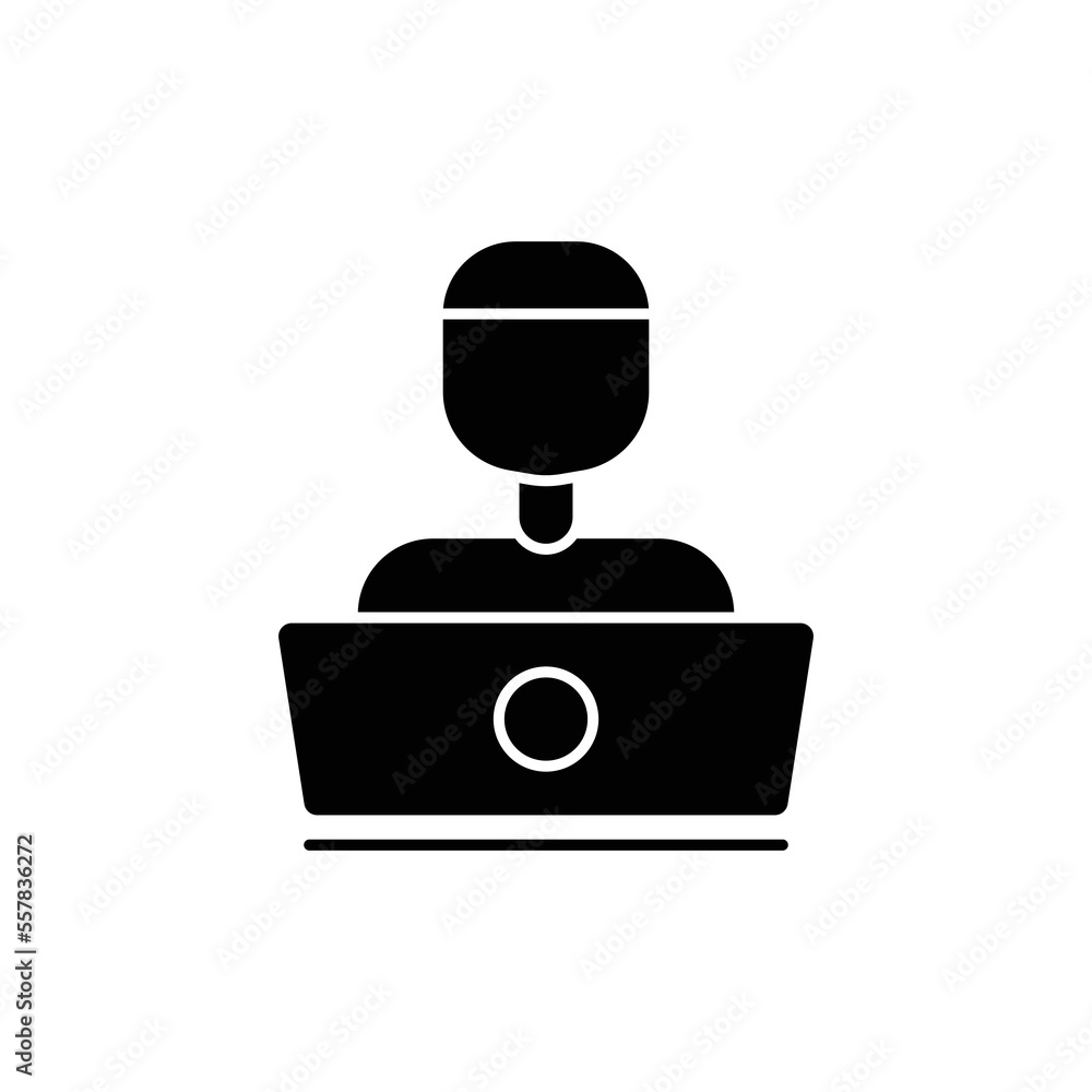 Poster people icon illustration in front of laptop. programmer icon. icon related to developer. glyph icon 