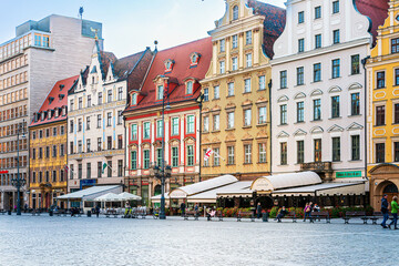 WROCLAW, POLAND - October 31, 2019: Restaurants in Old Town wroclaw, Poland