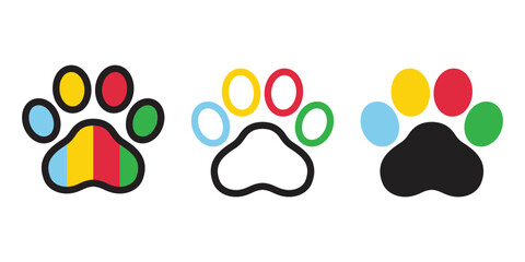 dog paw vector icon footprint rainbow colorful logo french bulldog cartoon symbol character illustration doodle design clip art
