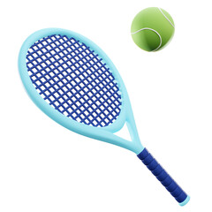 tennis racket and ball 3D Illustration