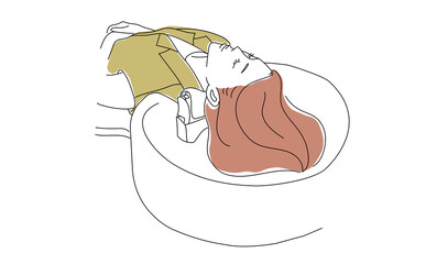 シャンプーされる女性のカラーバージョン