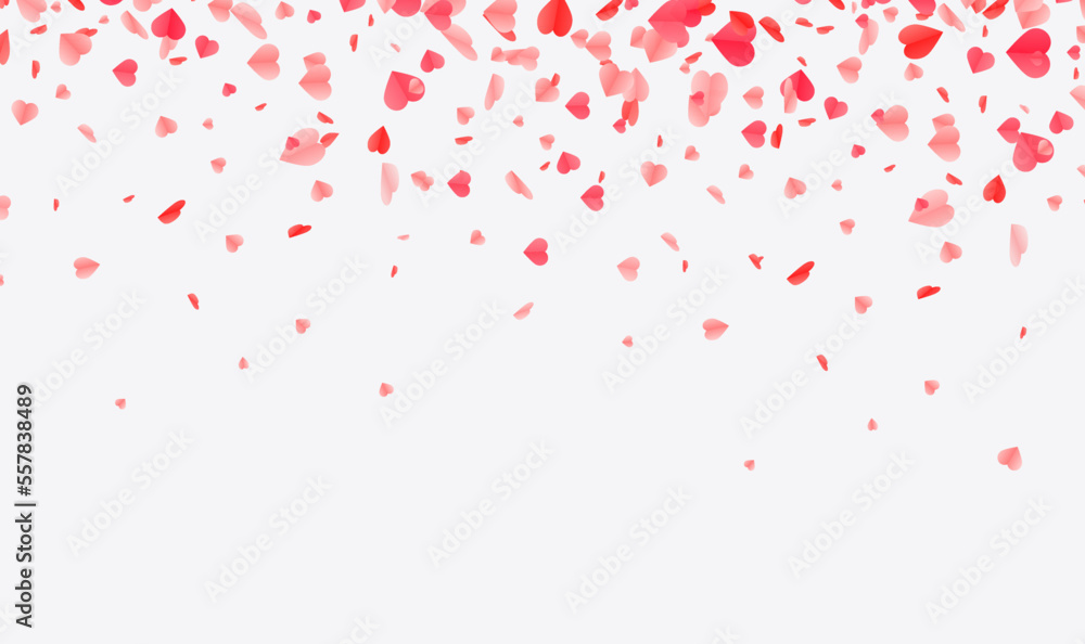 Wall mural Hearts Shape confetti Background. Valentines Day Vector Template Design.