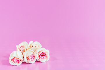 Roses on pink background. alentines day card concept. Valentines Day Background.