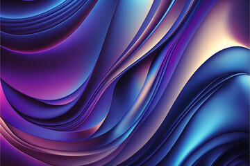 Abstract vibrant color blue purple curve wavy background, Generative AI.
