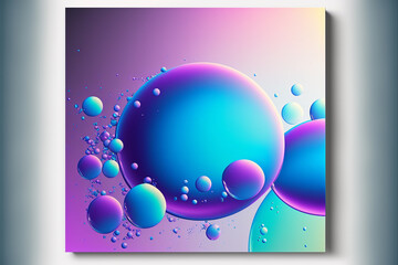 Abstract 3D sphere vibrant color blue purple background, Generative AI.