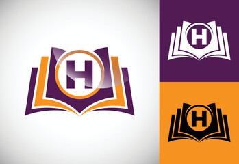 Initial alphabet H with the book. Creative book vector logo design template, Education logo